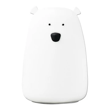 LED RGB Dětská dotyková lampička BEAR LED/0,8W/5V bílá + USB