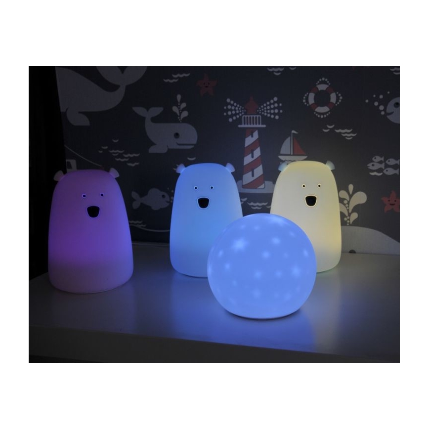 LED RGB Dětská dotyková lampička BEAR LED/0,8W/5V modrá