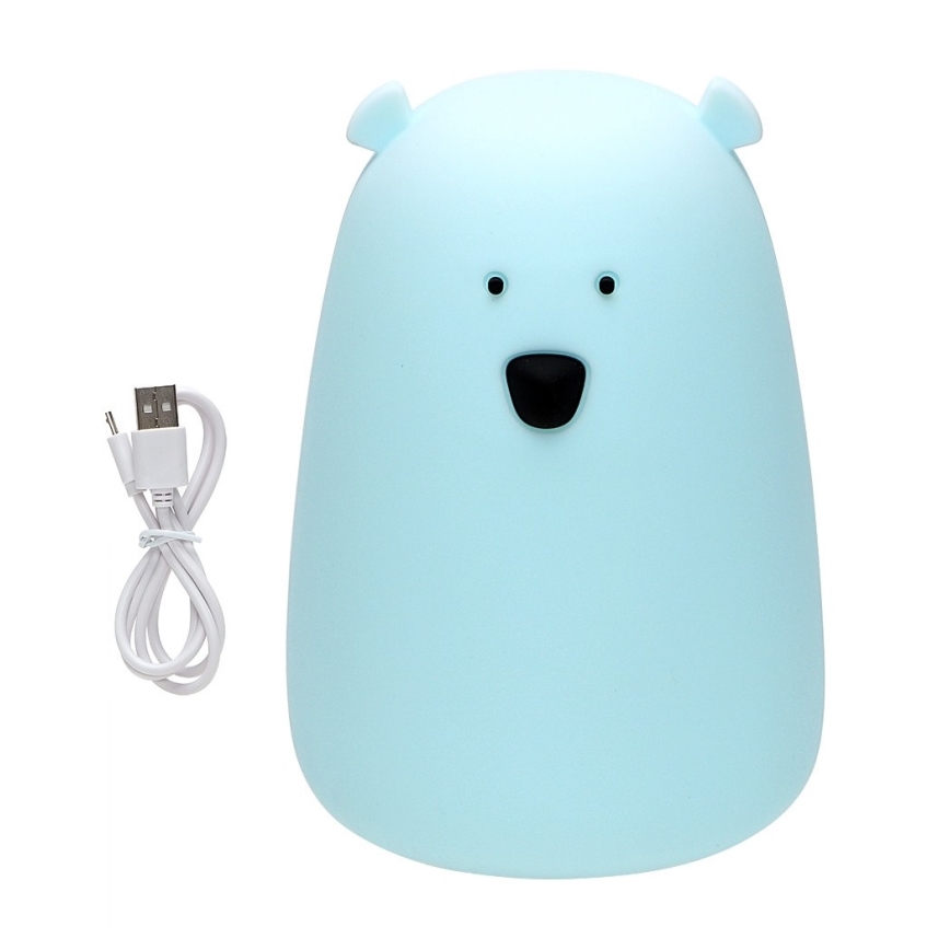 LED RGB Dětská dotyková lampička BEAR LED/0,8W/5V modrá