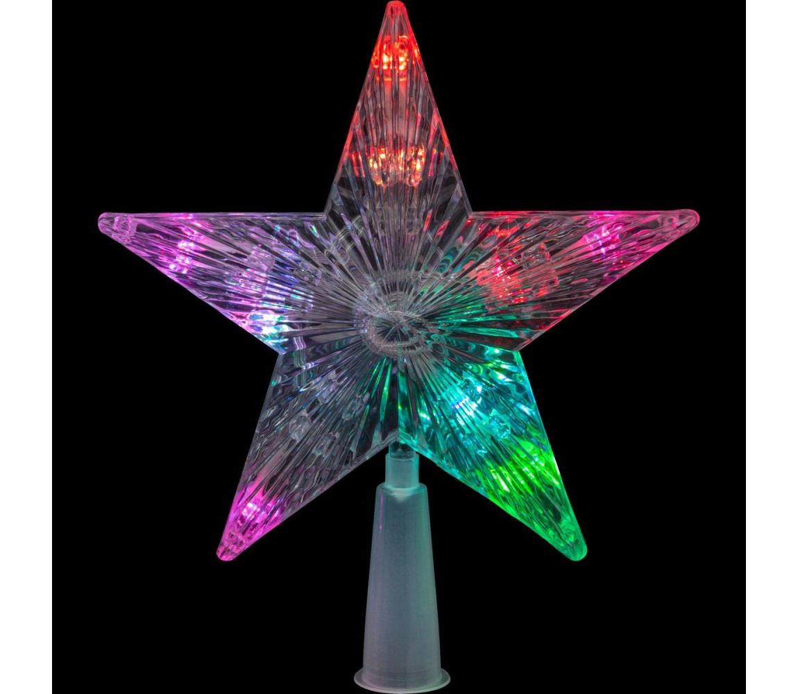 Family LED RGB Vánoční hvězda na stromeček 10xLED/2xAA 15cm LC3524