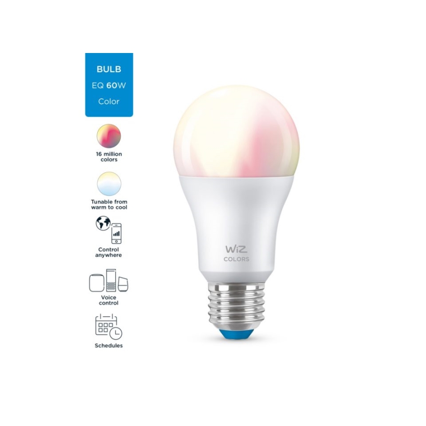 LED RGBW Stmívatelná žárovka A60 E27/8W/230V 2200-6500K CRI 90 Wi-Fi -WiZ