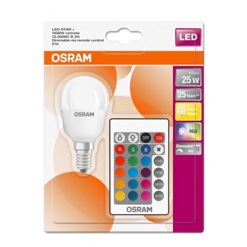 LED RGBW Stmívatelná žárovka STAR E14/4,5W/230V 2700K + DO - Osram