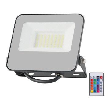 LED RGBW Stmívatelný reflektor LED/30W/230V IP65 šedá + dálkové ovládání