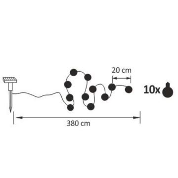 LED Solární dekorační řetěz LED/1,2V 3,8 m IP44