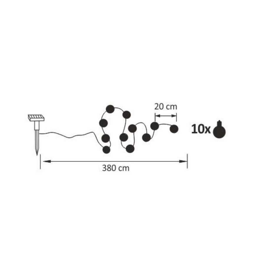 LED Solární dekorační řetěz LED/1,2V 3,8 m IP44