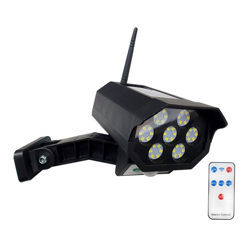 LED Solární maketa bezpečnostní kamery se senzorem LED/3,7V IP44 černá + dálkové ovládání