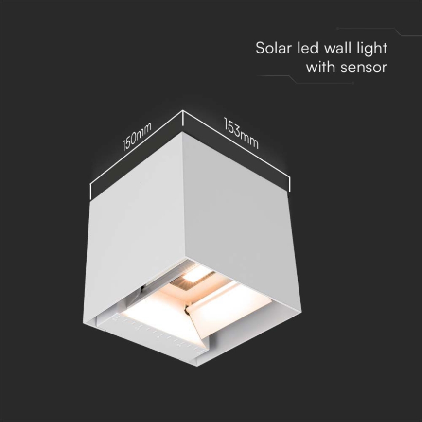 LED Solární nástěnné svítidlo se senzorem LED/3W/3,7V IP65 3000K bílá