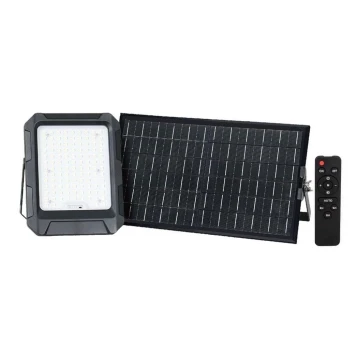 LED Solární reflektor LED/15W/3,7V IP65 4000K černá + dálkové ovládání