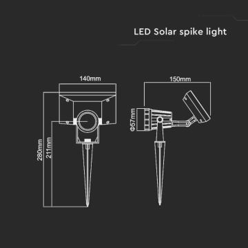 LED Solární svítidlo SPIKE LED/2W/5,5V IP65 6400K