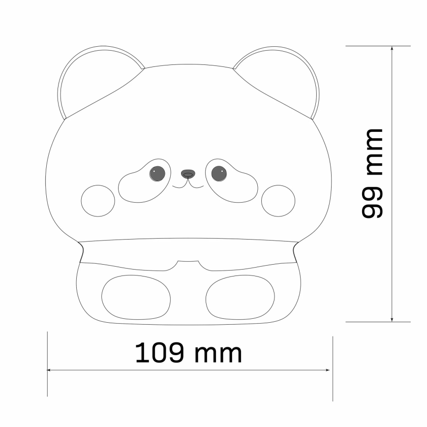 LED Stmívatelná dětská dotyková lampa PANDA LED/2W/3,7V 1200 mAh