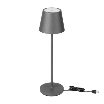 LED Stmívatelná dotyková dobíjecí stolní lampa LED/2W/5V 4400 mAh 3000K IP54 šedá