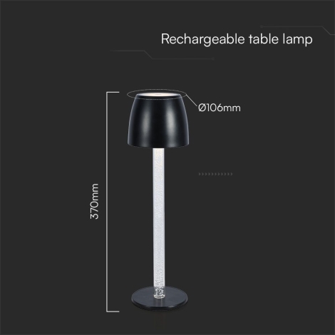 LED Stmívatelná nabíjecí dotyková stolní lampa LED/3W/5V 3000K 1800 mAh černá
