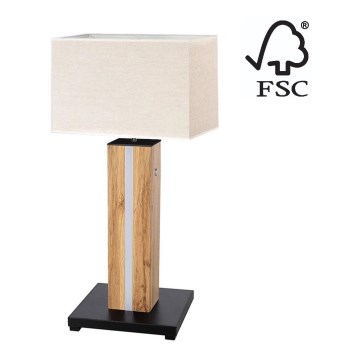 LED Stmívatelná stolní lampa FLAME 1xE27/40W+ LED/4,6W/230V 56,5 cm dub – FSC certifikováno