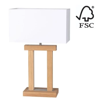 LED Stmívatelná stolní lampa HAKON 1xE27/40W+2xLED/7,5W/230V 55 cm dub – FSC certifikováno