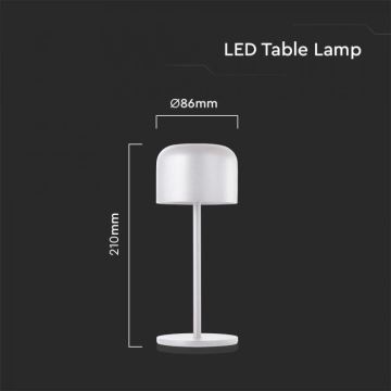 LED Stmívatelná dobíjecí dotyková stolní lampa LED/1,5W/5V 2700-5700K IP54 2200 mAh bílá