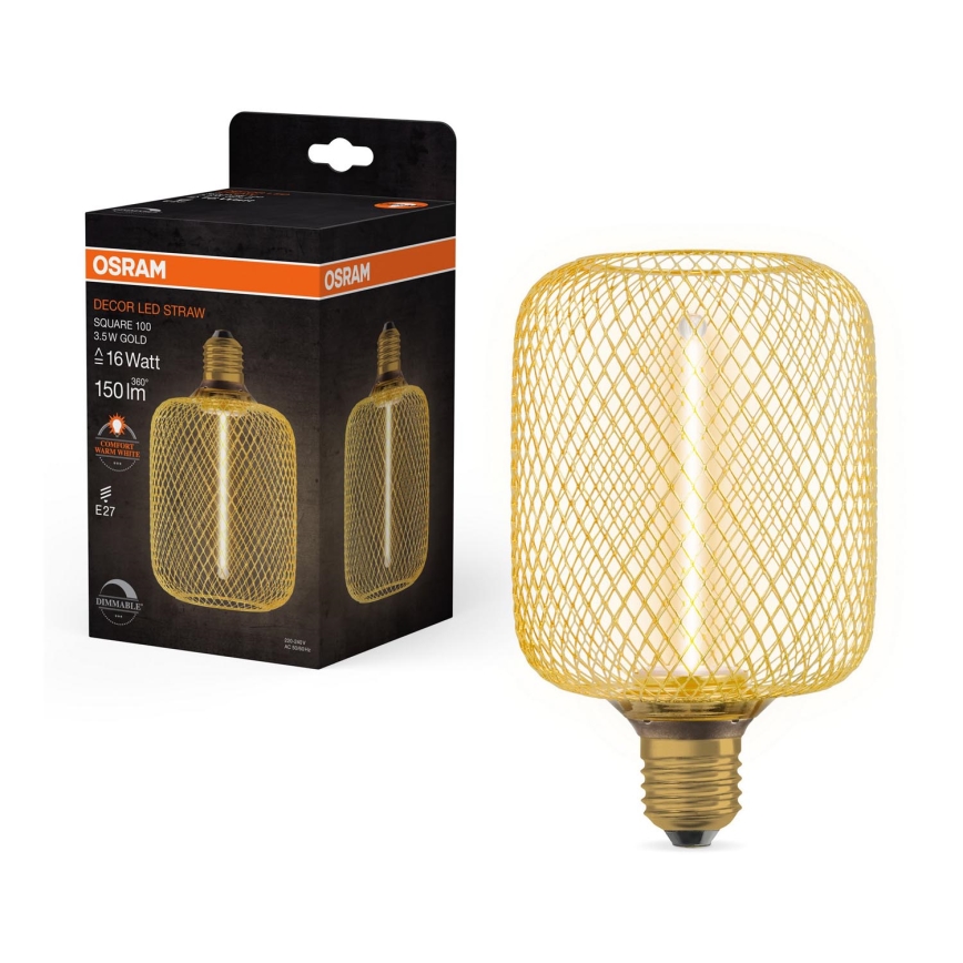 LED Stmívatelná žárovka DECOR FILAMENT E27/3,5W/230V 1800K zlatá - Osram