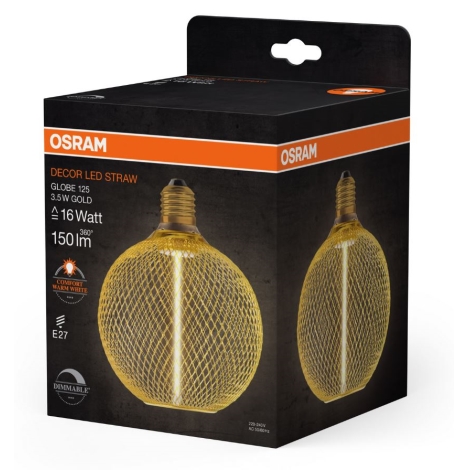 LED Stmívatelná žárovka DECOR  FILAMENT G125 E27/3,5W/230V 1800K zlatá - Osram