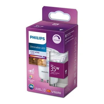 LED Stmívatelná žárovka Philips GU10/3W/230V 4000K CRI 90