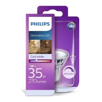 LED Stmívatelná žárovka Philips GU10/3W/230V 4000K