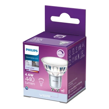 LED Stmívatelná žárovka Philips GU10/4,6W/230V 4000K