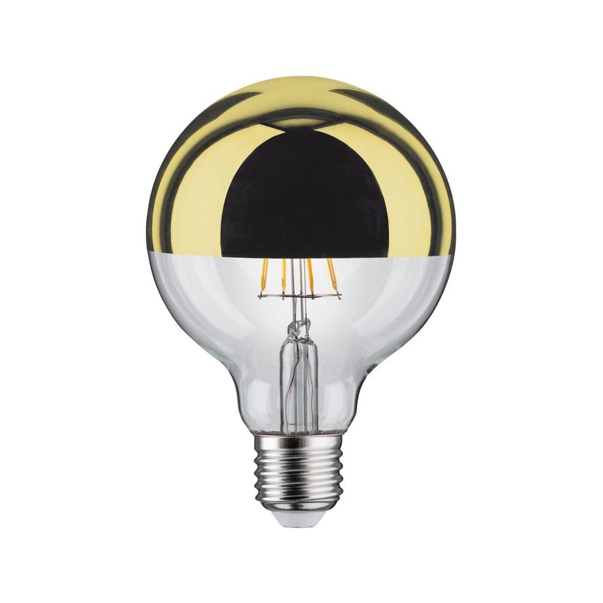 LED Stmívatelná žárovka se zrcadlovým vrchlíkem GLOBE G95 E27/6,5W/230V 2700K zlatá - Paulmann 28675