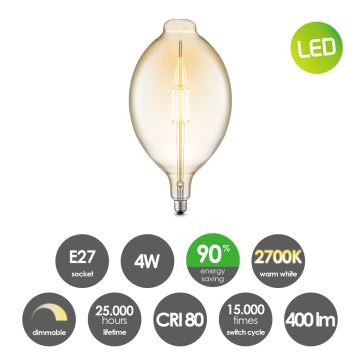 LED Stmívatelná žárovka VINTAGE EDISON E27/4W/230V 2700K