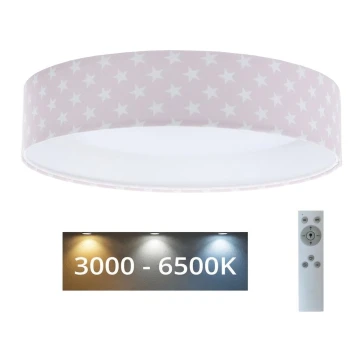 LED Stmívatelné dětské stropní svítidlo SMART GALAXY KIDS LED/24W/230V 3000-6500K hvězdičky růžová/bílá + dálkové ovládání