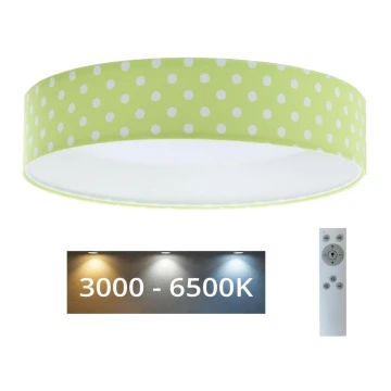 LED Stmívatelné dětské stropní svítidlo SMART GALAXY KIDS LED/24W/230V 3000-6500K puntíky zelená/bílá + dálkové ovládání