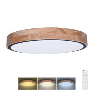 LED Stmívatelné stropní svítidlo IRON OAK LED/48W/230V 3000-6500K dub pr. 40 cm + dálkové ovládání