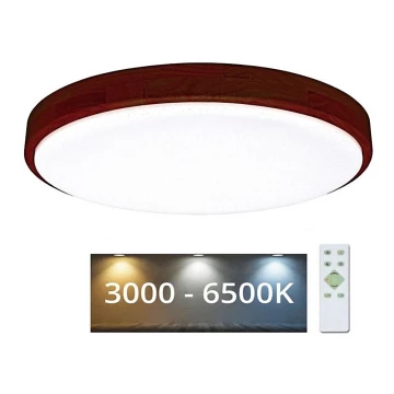 LED Stmívatelné stropní svítidlo LENA LED/24W/230V 3000-6500K dub + dálkové ovládání