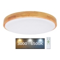 LED Stmívatelné stropní svítidlo LENA LED/60W/230V 3000-6500K dub + dálkové ovládání