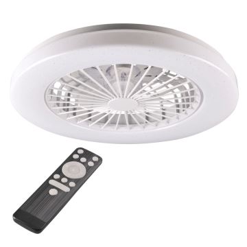 LED Stmívatelné stropní svítidlo s ventilátorem LIBYA LED/48W/230V 3000-6500K bílá + dálkové ovládání