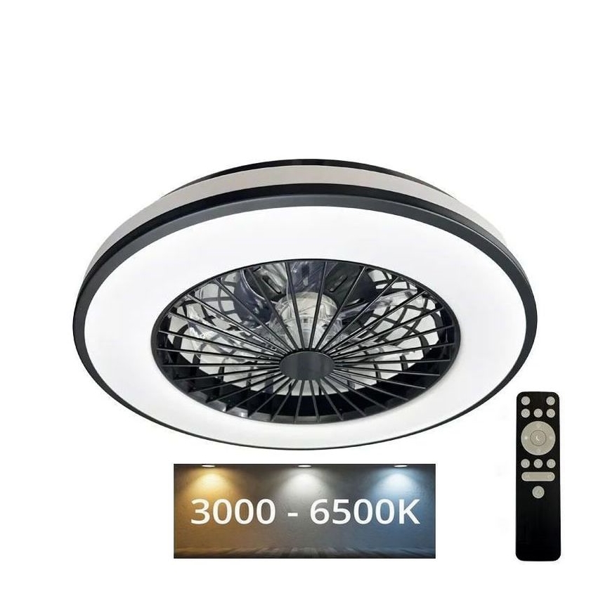 LED Stmívatelné stropní svítidlo s ventilátorem OPAL LED/48W/230V 3000-6500K + dálkové ovládání