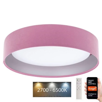 LED Stmívatelné stropní svítidlo SMART GALAXY LED/36W/230V pr. 55 cm 2700-6500K Wi-Fi Tuya růžová/stříbrná + dálkové ovládání