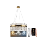LED Stmívatelný křišťálový lustr na lanku LED/110W/230V 3000-6500K zlatá + dálkové ovládání