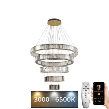 LED Stmívatelný křišťálový lustr na lanku LED/195W/230V 3000-6500K + dálkové ovládání
