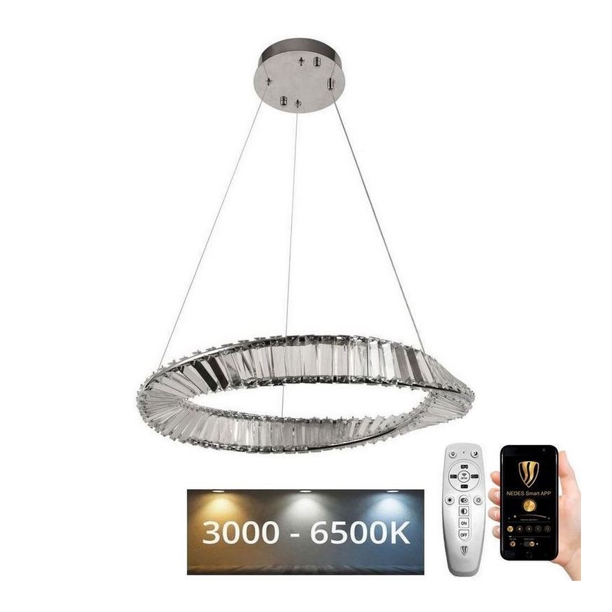 LED Stmívatelný křišťálový lustr na lanku LED/40W/230V 3000-6500K + dálkové ovládání