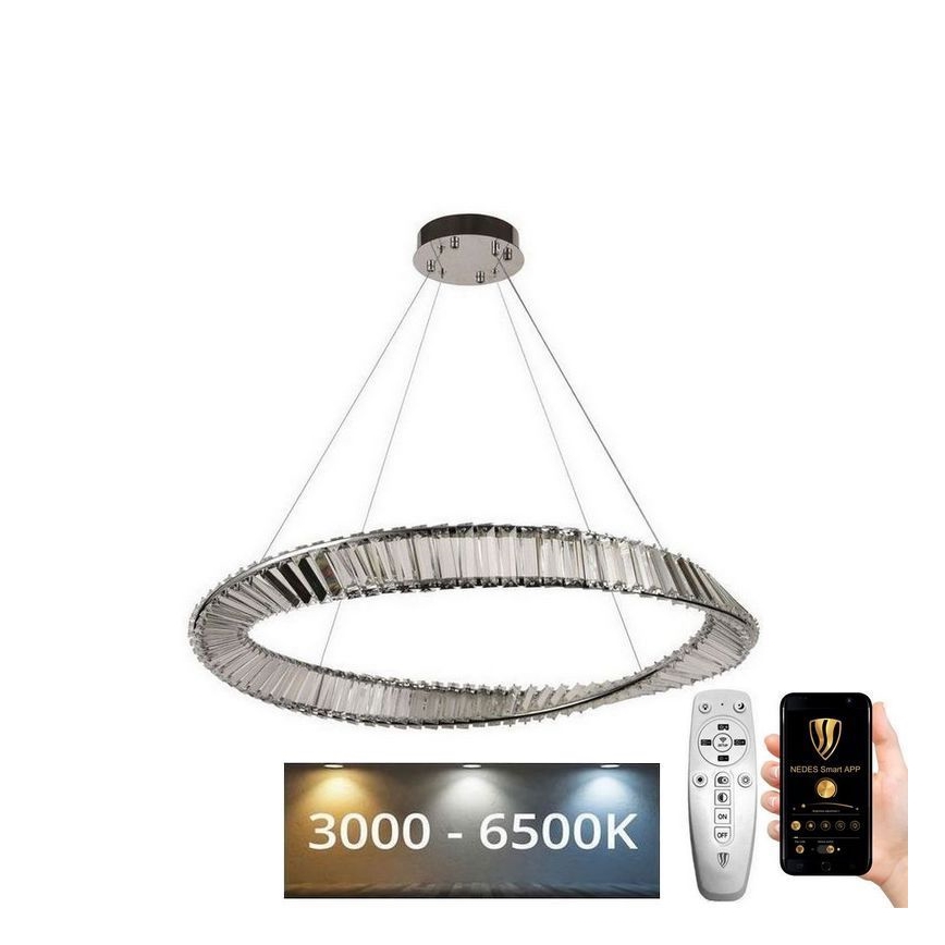 LED Stmívatelný křišťálový lustr na lanku LED/50W/230V 3000-6500K + dálkové ovládání