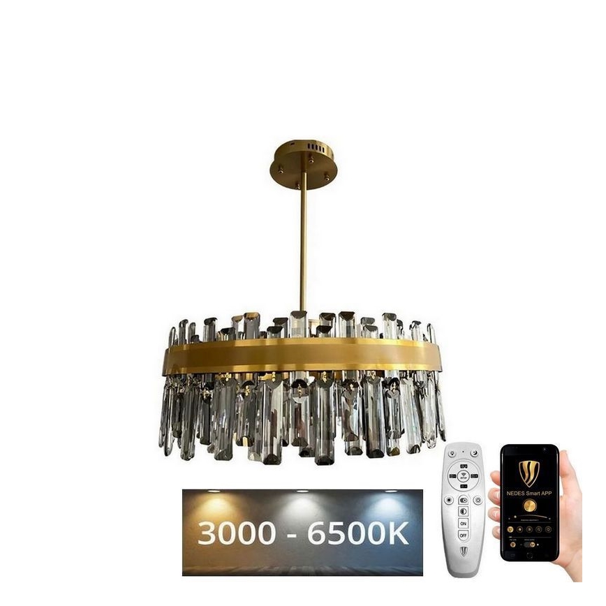 LED Stmívatelný křišťálový lustr na tyči LED/80W/230V 3000-6500K + dálkové ovládání