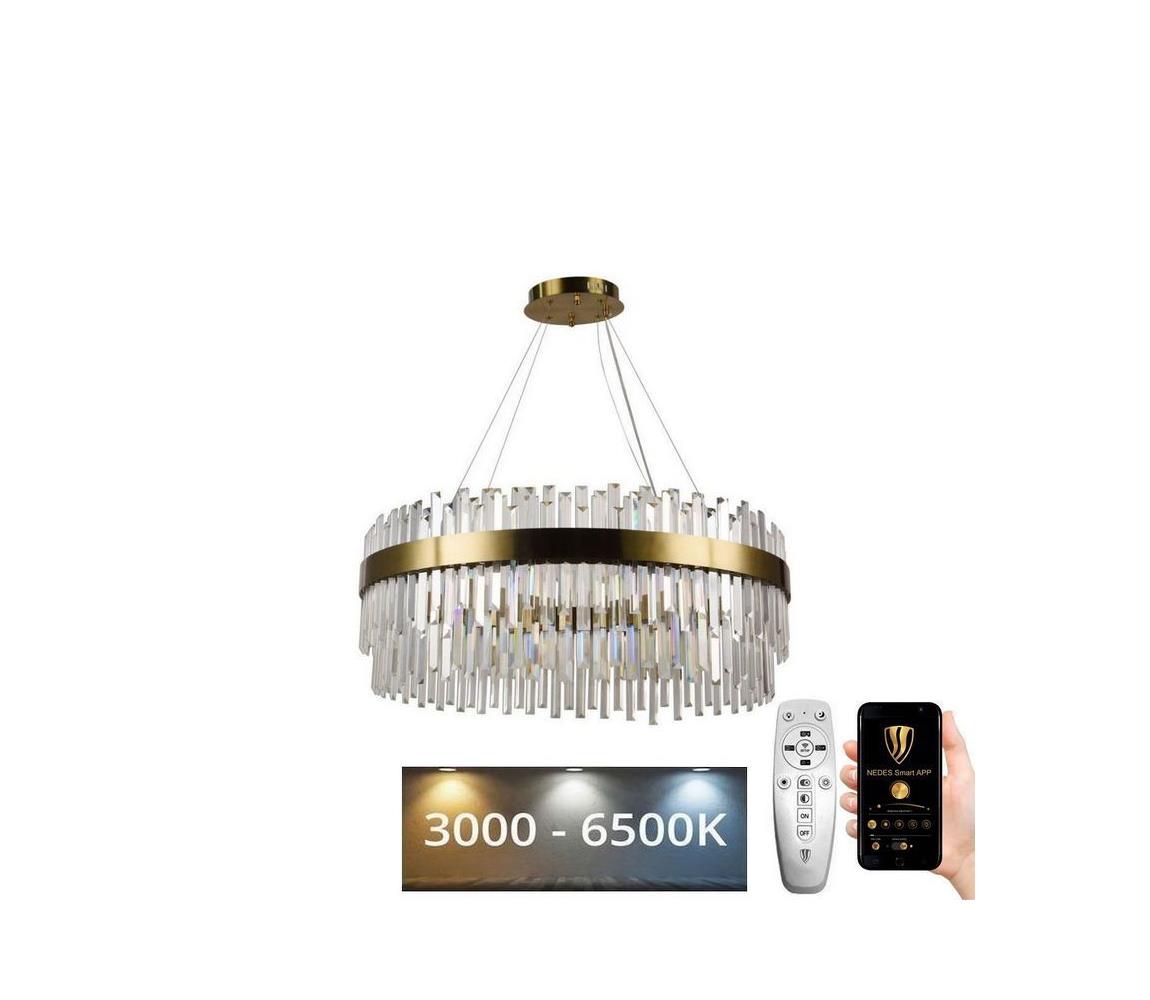  LED Stmívatelný lustr na lanku LED/110W/230V 3000-6500K zlatá + dálkové ovládání 