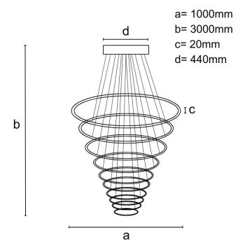 LED Stmívatelný lustr na lanku LED/370W/230V 3000-6500K + dálkové ovládání