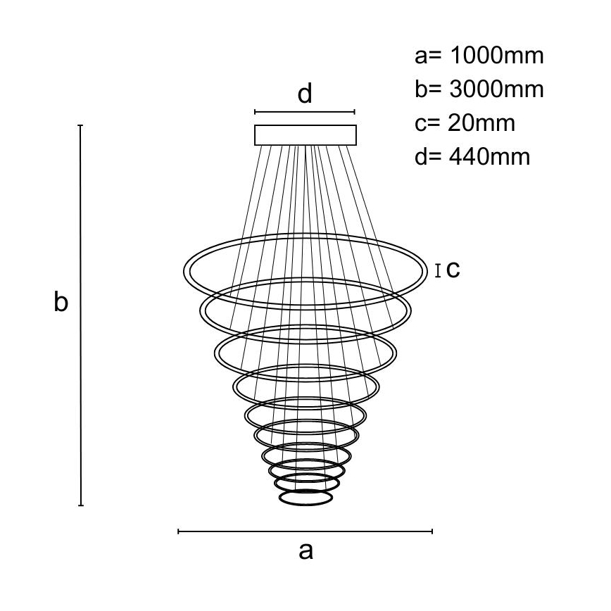 LED Stmívatelný lustr na lanku LED/370W/230V 3000-6500K + dálkové ovládání