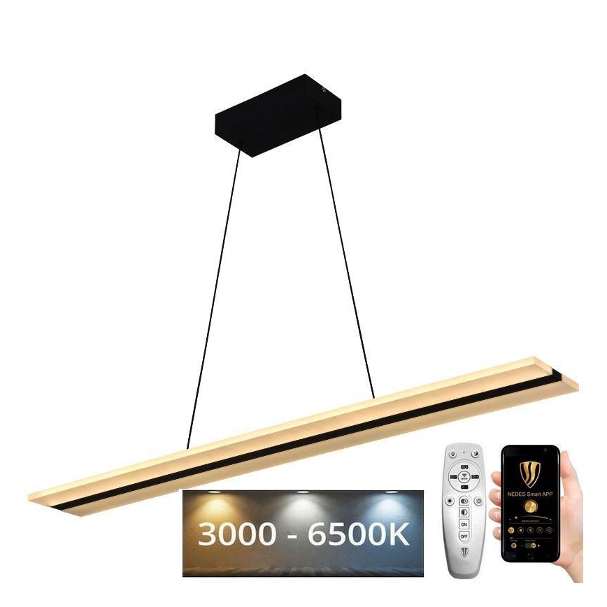 LED Stmívatelný lustr na lanku LED/40W/230V 3000-6500K černá + dálkové ovládání
