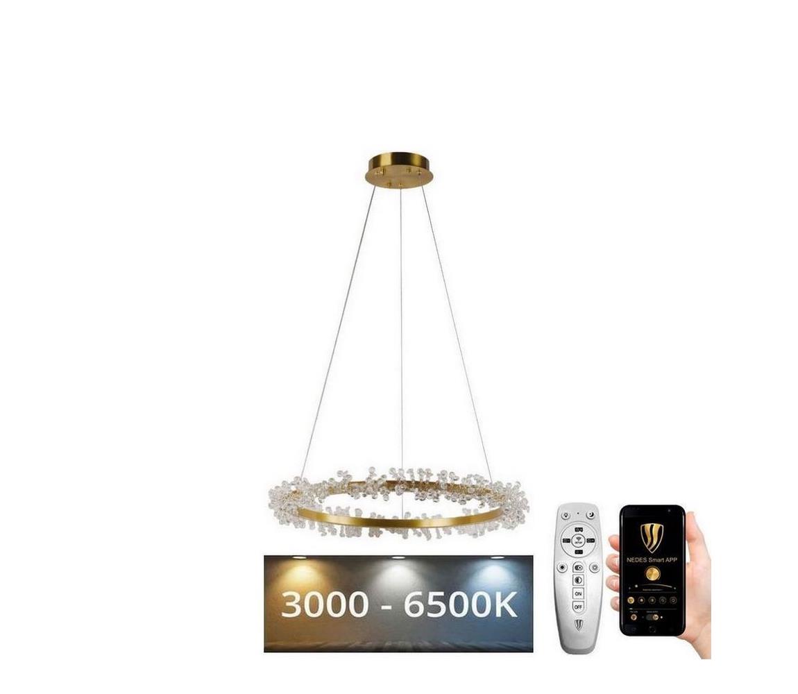  LED Stmívatelný lustr na lanku LED/40W/230V 3000-6500K zlatá + dálkové ovládání 