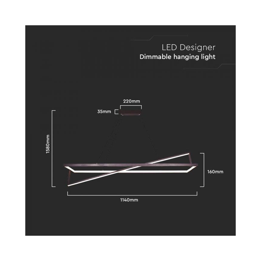 LED Stmívatelný lustr na lanku LED/45W/230V 3000K 114 cm černá