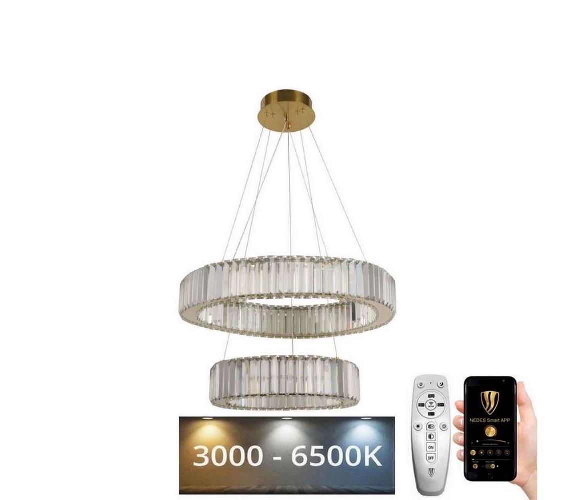  LED Stmívatelný lustr na lanku LED/65W/230V 3000-6500K chrom/zlatá + DO 