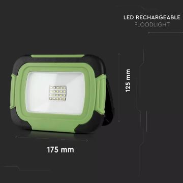 LED Stmívatelný nabíjecí reflektor SAMSUNG CHIP + funkce SOS LED/20W/3,7V/USB IP44 4000K zelená