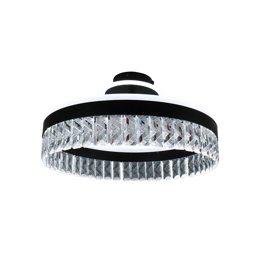 LED Stmívatelný křišťálový přisazený lustr LED/75W/230V 3000-6500K černá + dálkové ovládání