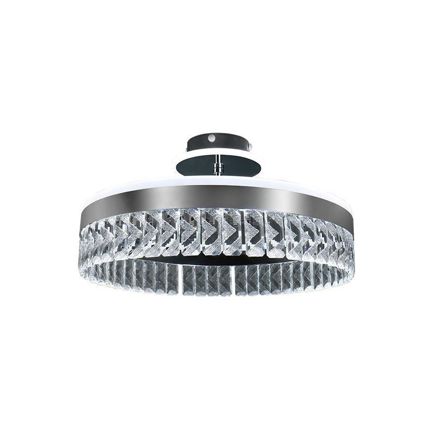 LED Stmívatelný křišťálový přisazený lustr LED/75W/230V 3000-6500K chrom + dálkové ovládání