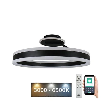 LED Stmívatelný přisazený lustr LED/86W/230V 3000-6500K černá + dálkové ovládání